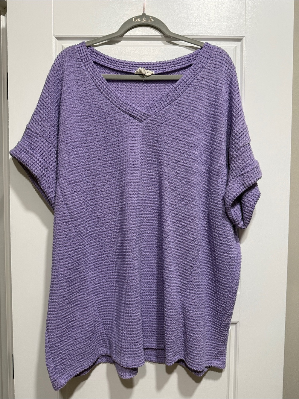 ANDREE BY UNIT Lavender Ribbed V‑Neck Knit Top